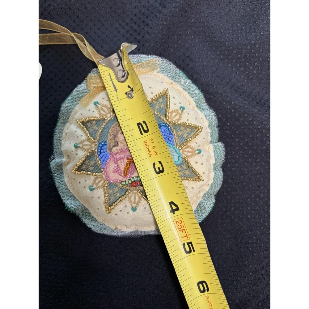 Shell Bell Hand Beaded Angel Christmas Ornament~Renaissance Stuffed Fabric NWT